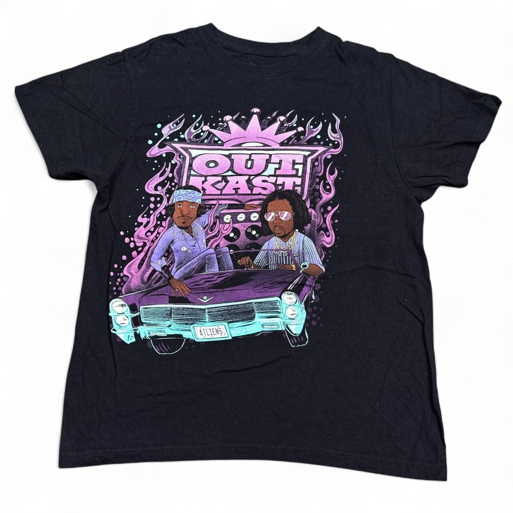 Outkast‎ ATLiens Tee Shirt Adult Size Medium Black Boot Big Logo VTG Style Rap